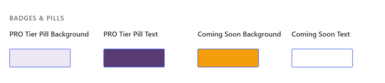 Coming Soon badge color tokens in Settings Appearance tab