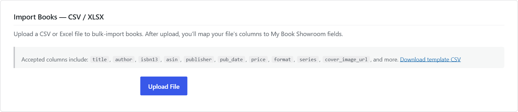 CSV Upload scenario showing the Choose File button and no file selected yet