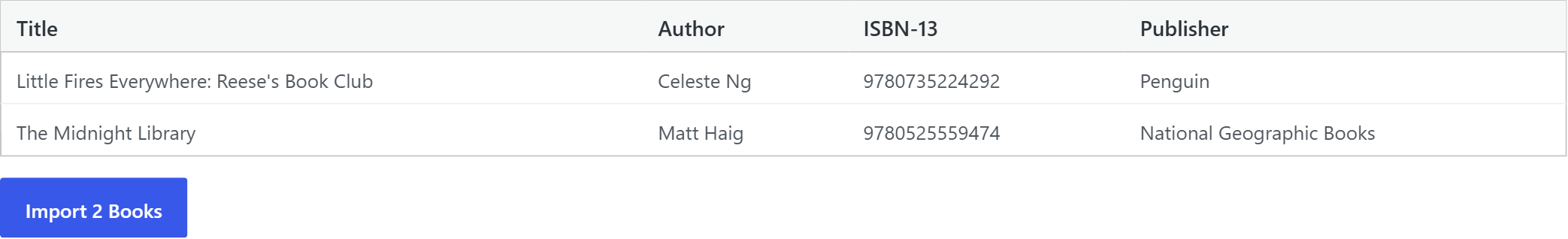 ISBN lookup candidate list with cover thumbnails