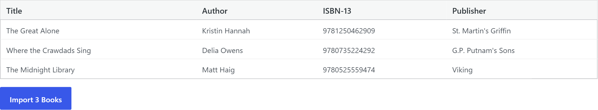 ASIN import candidate list after lookup showing book thumbnails and checkboxes