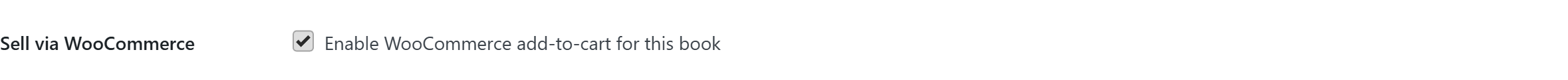Sell via WooCommerce toggle in the Book Header metabox